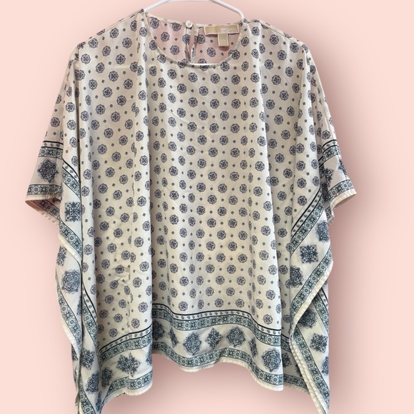 Michael Kors Blue and White Blouse with Dolman Sleeves - Picture 4 of 7